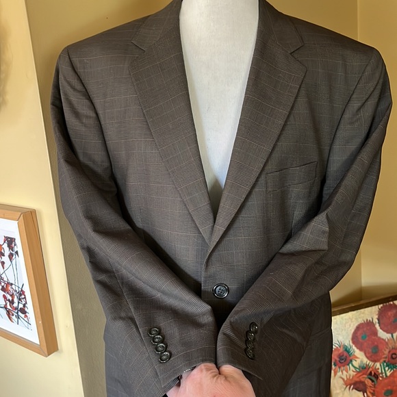 JOS A BANK Size 44S Brown Classic Plaid 100% Wool  Blazer Sport-jacket $349 NEW - Picture 4 of 16